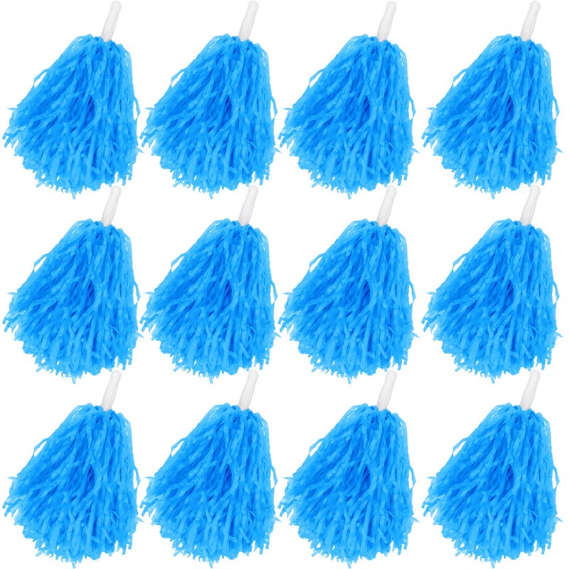 Faxco 12Pack Plastic Pom Poms Cheerleading Pom Poms Sports Dance Cheer Plastic Pom Pom for Rooters,Cheering Squard,Cheering Team - Image 1